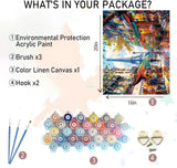 Paris Paint by Numbers Kit for Adults - The Eiffel Tower Adults' Paint-by-Number Kits for Beginner Acrylic On Canvas DIY Streetscape Oil Painting Kit for Gift Home Wall Decor 16x20 Inch Ammklfh