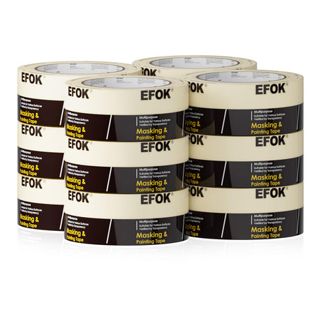 EFOK 10 Pack Masking Tape 2 Inch Wide Bulk, 2025 Upgrade White Painters Tape Anti-UV General Purpose, 1.88 Inch × 55 Yards Total 550 Yards EFOK