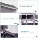 Suumerpety Rabbit Cage,Indoor Rabbit Hutch with Matel Frame and Pull Out Tray,Rabbit Hutch Chicken Coop with Run (Grey) Suumerpety