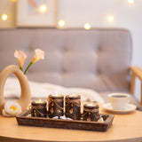 Farmhouse Coffee Table Decor Candle Holder - Romadedi Boho Wooden Tray with 4 Tealight Candles Holders for Tables Centerpiece Home Decorations Living Room Fireplace Kitchen Romadedi