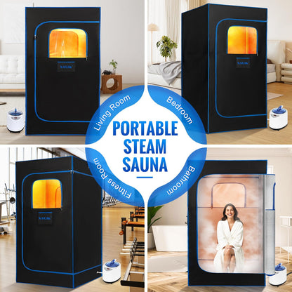 X-Vcak Sauna Box, Portable Sauna, Steam Sauna for Home with 3L Steamer, Remote Control, Folding Chair, 31.5”x 31.5”x 70.9”