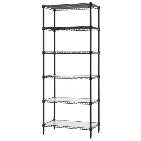 Finnhomy 6-Tier Wire Shelving Unit Adjustable Steel Wire Rack Shelving 6 Shelves Steel Storage Rack or Two 3 Tier Shelving Units with PE mat and Stable Leveling Feet, NSF Certified, Black Finnhomy