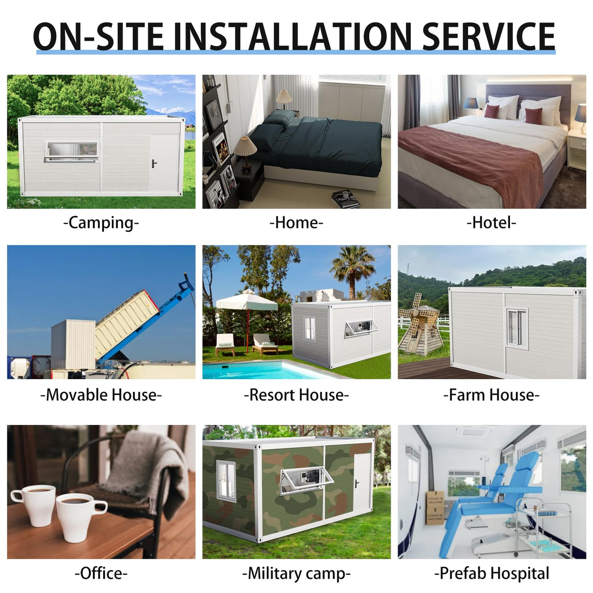 AMGUI Single Storey Tiny House: Modern Prefabricated Flat Pack House with Expandable Plastic Design, Portable Modular Home for Hotel, Office or Villa - Includes Bathroom and On-site Installation AMGUI