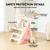 Toddler Kitchen Step Stool, Foldable Toddler Standing Tower for Toddler Kitchen Stool Helper - Adjustable Height Toddler Kitchen Stool, Removable Anti-Drop Railing Safety Rail HAPPYMATY