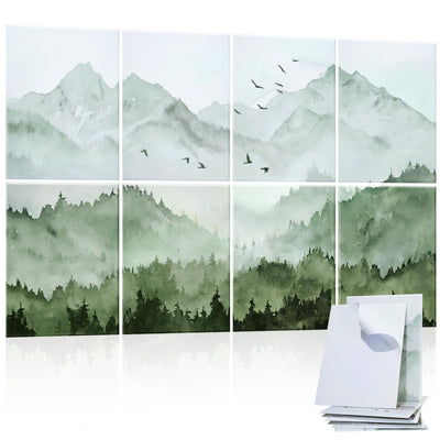 AtawLege Art Acoustic Panels 8 Pack, Sound Proof Panels for Walls, 48"X32" Self-adhesive Sound Absorbing Wall Art, Decorative Acoustical Panels, Acoustic Treatment for Recording Studio(Misty Forest)