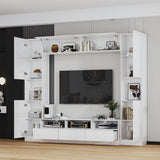 TAMUNE Large Entertainment Center with Bookshelves, High Gloss Wall Unit TV Stand, Modern Media Center with Shelves and Drawers, Doors, for Living Room White 11.8”D x 94.5”W x 78.7”H TAMUNE