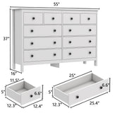 Pipleo 10 Drawer Dresser for Bedroom, Modern White Dressers and Chests of Drawers, 55-inch Drawer Wide Dressers Pipleo