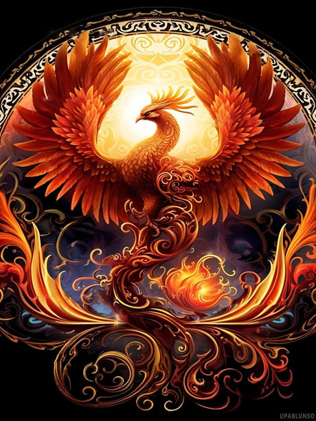 UPABLUNSO Diamond Painting Kits for Adults Phoenix with Red Flames Diamond Art DIY 5D Full Round Drill Crystal Rhinestone Arts and Crafts for Home Decor Wall Decor 12x16inch UPABLUNSO