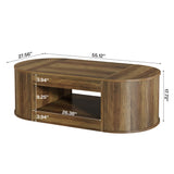 Tribesigns Farmhouse Coffee Table with Storage, 55-Inch Oval Center Table, 2-Tier Large Tea Table for Living Room, Office Reception, Rustic Brown Tribesigns