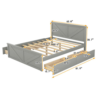 Queen Storage Bed with 4 Drawers and Headboard by Harper & Bright Designs - WoodArtSupply