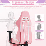 ECOTOUGE PC Gaming Chair Massage Ergonomic Office Desk Chair Racing PU Leather Recliner Swivel Rocker with Headrest and Lumbar Pillow, Pink-White ECOTOUGE