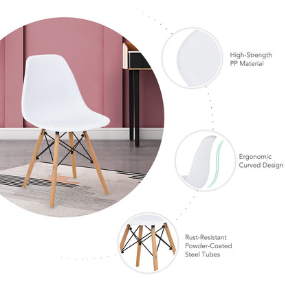 Giantex 5-Piece Dining Table Set, Modern Round 31.5" D Dining Table & 4 DSW Chairs W/Solid Wood Legs, Home Furniture Set for Small Spaces Dining Room Kitchen Restaurant, White - WoodArtSupply