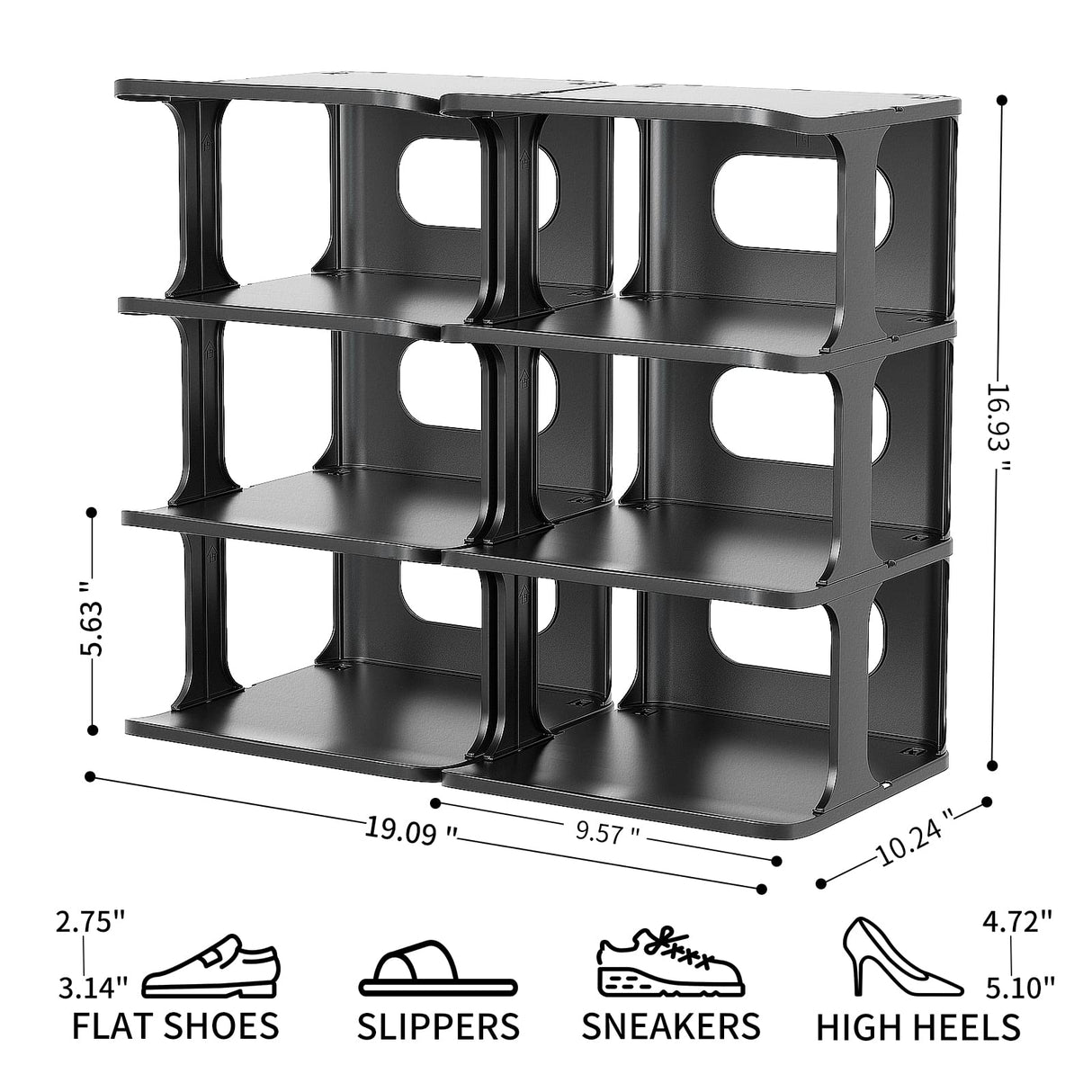 HAIXIN Vertical Narrow Tall Shoe Rack for Front Door Entrance, 7-Tier Sturdy Stackable Shoe Rack Organizer for Closet Entryway, Corner Shoe Storage Shelf Shoe Cubby HAIXIN