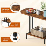 NOVIMANGO Rustic Coffee Table 2-Tier Wood Tea Table Coffee Tables for Living Room Industrial Rectangle Coffee Table for Large or Small Spaces Center Table with Storage Shelf, Brown NOVIMANGO