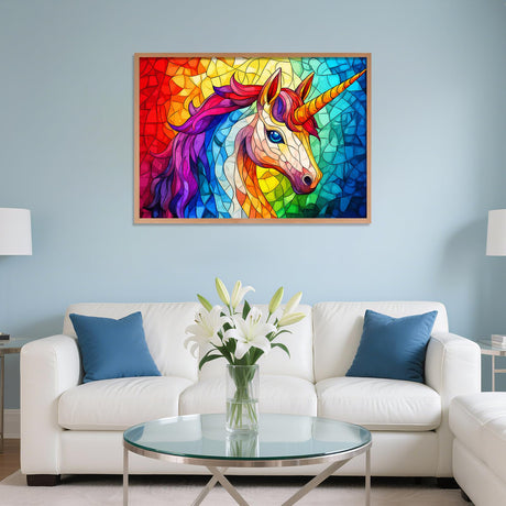 Stained Glass Puzzle Unicorn Puzzles for Adults 1000 Pieces, Colorful Mosaic Jigsaw Puzzle 1000 Pieces Design Perfect for Family Game Nights Motiloo
