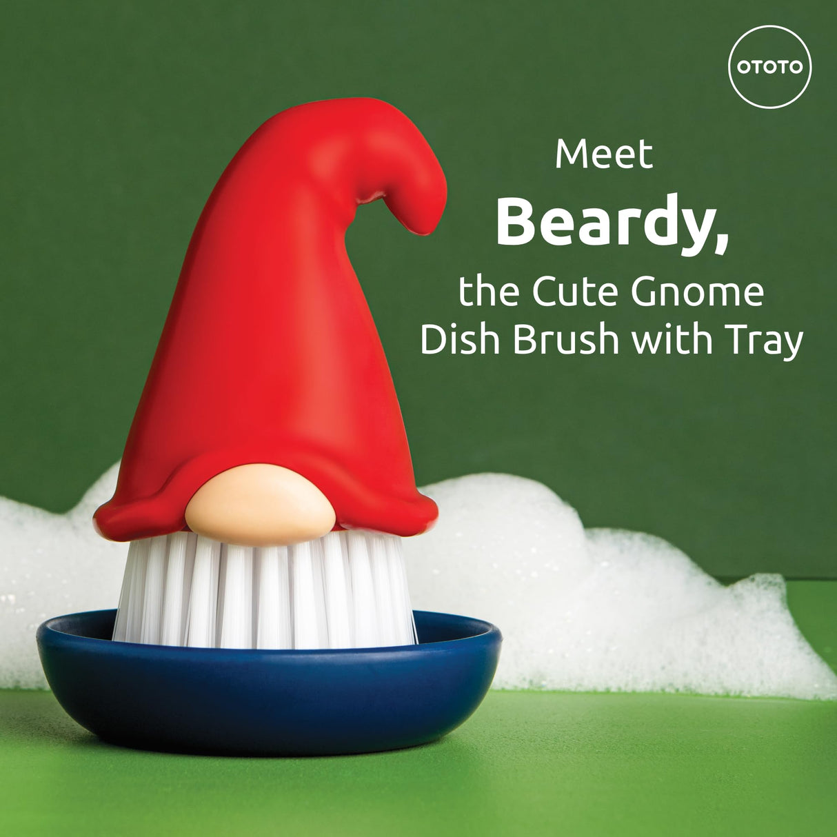 OTOTO Beardy Dish Brush - Dish Scrub Brush, Gnome Gifts, Quirky Gifts, Dish Brush, Cute Kitchen Accessories, Vegetable Brush, Cute and Useful Gifts for Women OTOTO