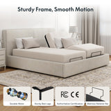 FLEXISPOT Adjustable Bed Frame Base Split King,Segmented Design,Easy Assemble,Oxford Fabric Bedspread,Wired Remote,Whisper Quiet Durable Motor,Mattress Holder. FLEXISPOT