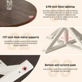 Round Wood Dining Table for Kitchen,Dining Room,Living Room,Farmhouse Dinner Tables W/Thickened Brown Waterproof Tabletop for 4 People,47 inch Rustic Kitchen Table W/Metal Support jiteentarou