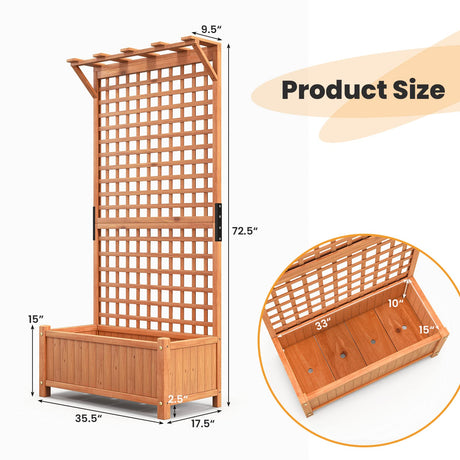 Giantex Raised Garden Bed with Trellis & Roof, 72.5" Wooden Garden Bed, High Trellis for Plant Flower Climbing Pot Hanging, Indoor & Outdoor Planter Box for Yard, Garden, Balcony Giantex