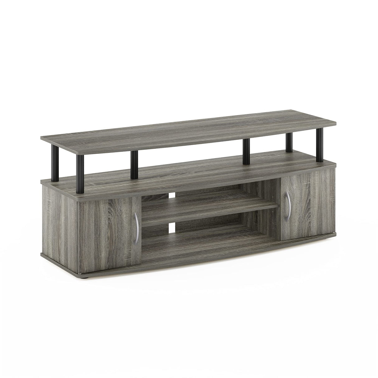 Furinno JAYA Large Entertainment Stand for TV Up to 55 Inch, French Oak Grey/Black Furinno