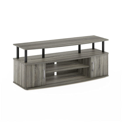 Furinno JAYA Large Entertainment Stand for TV Up to 55 Inch, French Oak Grey/Black - WoodArtSupply