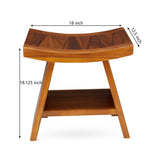 TeakCraft Teak Shower Stool with Shelf – Water Resistant, Non-Slip Premium Indonesian Teak Wood Bath Seat Bench for Shower – Fully Assembled Wood Spa Bath Organizer Seat with Leveling Feet, The Randi TeakCraft