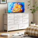 Furnulem White Dresser with 9 Large Drawers for 55'' Long TV Stand Entertainment Center, Wide Wood Shelf Storage for Bedroom,Living Room,Closet,Entryway,Sturdy Metal Frame Furnulem