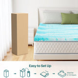 3 Inch Mattress Topper King, Gel Memory Foam Infused Bed Toppers, Ventilated Soft Mattress Pads for Pressure Relief, CertiPUR-US Certified, Blue SMUG