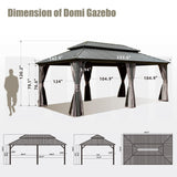 Domi 12’ X 20’ Hardtop Gazebo Canopy with Netting & Curtains, Outdoor Aluminum Gazebo with Galvanized Steel Double Roof for Patio Lawn and Garden, Gray domi outdoor living
