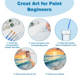Ninonly Paint by Numbers Kit for Adults with Framed Canvas, 4 Pack Beach Sea Turtle Arts and Crafts for Adults Beginner with Wooden Easel, Paint Brushes, Acrylic Paint, 9 * 12 Inch Ninonly