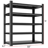 78''H Metal Garage Shelving Unit, Heavy Duty 5-Tier Adjustable Storage Rack, Steel Shelving, 3020 lbs Capacity, Industrial Shelves for Heavy Tools and Equipment, Ideal for Garage, Basement, Black Beaunatixx
