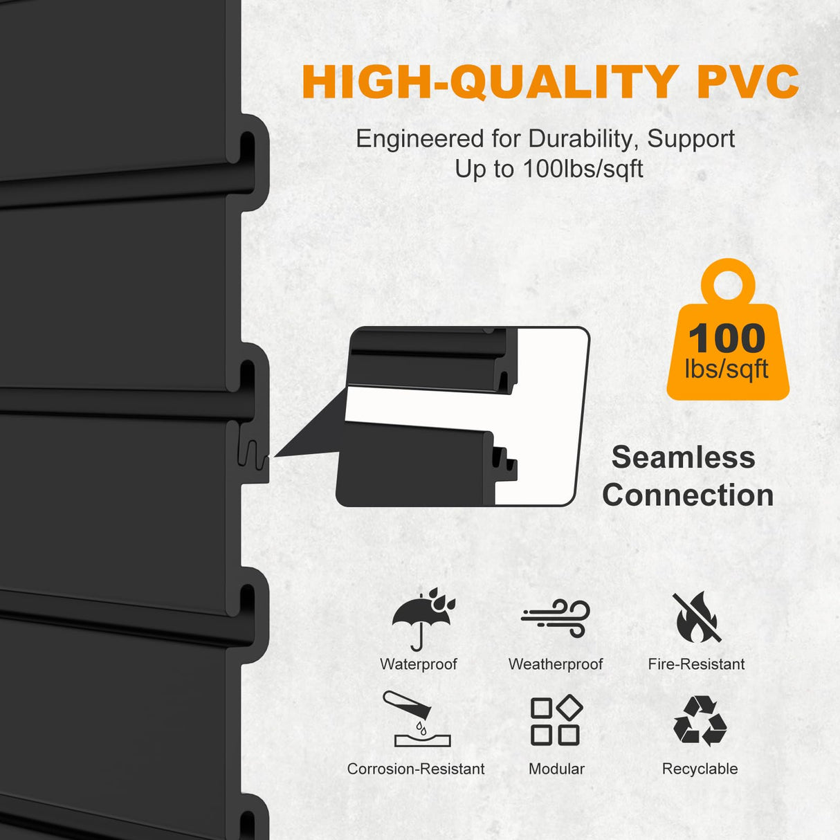 LILYPELLE Slatwall Panel 4 FT x 2 FT, Interlocking Slat Wall Paneling, PVC Slat Wall Panels, Heavy Duty Slatwall Organizer for Retail Display, Garage Storage LILYPELLE