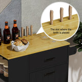 HQZX Rolling Kitchen Island with Trash Can Storage, Portable Kitchen Island on Wheels with Towel Rack & Spice Rack, Tilt Out Trash Can Cabinet with Drawer, Mobile Kitchen Island Cart for Kitchen Black HQZX