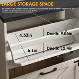 Maupvit 24" W Farmhouse Shoe Cabinet Storage for Entryway, Freestanding Organizer with 2 Flip Drawers, Narrow Shoe Rack Cabinet with Metal Corner Decoration, White Maupvit