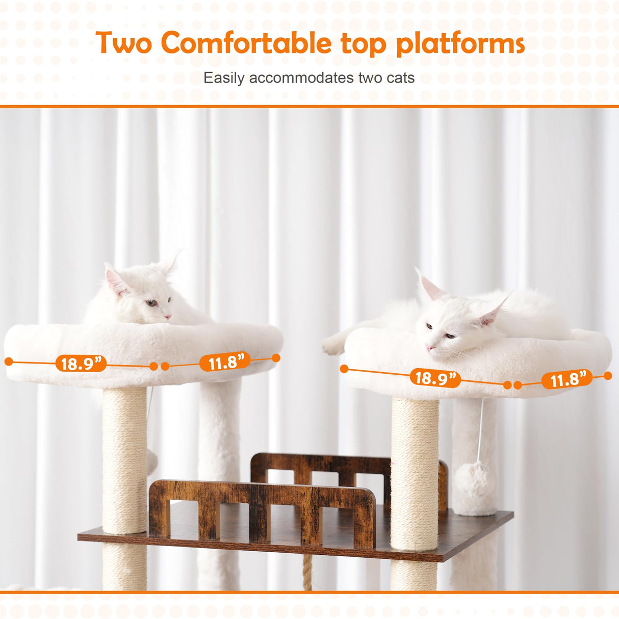 Heybly Cat Tree for Maine Coon with Litter Box Enclosure, 72-inch Wooden Cat Tower for Indoor Cats Large Adult, Big Condo with Food Station, Baskets, Furniture with All-sisal Scratching Post HCT112SR Heybly