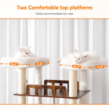 Heybly Cat Tree for Maine Coon with Litter Box Enclosure, 72-inch Wooden Cat Tower for Indoor Cats Large Adult, Big Condo with Food Station, Baskets, Furniture with All-sisal Scratching Post HCT112SR Heybly