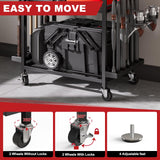 Fishing Rod Holders for Garage, Fishing Rod Storage Rack with Hooks & Wheels, Fishing Pole Holder Organizer, Tackle Box & Reel Storage Black SEEAHEAD