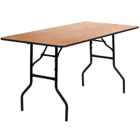 Flash Furniture Gael 5-Foot Rectangular Wood Folding Banquet Table with Clear Coated Finished Top Flash Furniture
