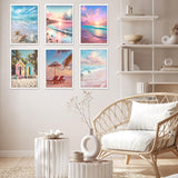 Frienda 6 Pcs Diamond Painting Kits 12 x 16 Inch DIY 5D Abstract Landscapes Diamond Art Full Round Drill Crafts for Adults Youth Beginners Numbers for Home Wall Decor Gifts (Pink Ocean) Frienda