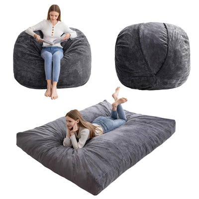HIGOGOGO Giant Bean Bag Chair Bed for Adults,Convertible Beanbag Folds from Lazy Chair to Floor Mattress Bed,Large Floor Sofa Couch for Adult,Couples,Family,High-Density Foam Filling, Machine Washable