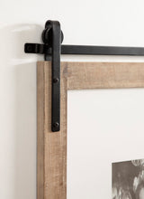 Kate and Laurel Cates Farmhouse Wooden Collage Picture Frame, 21x26 Matted to (4) 5x7, Rustic Natural Brown, Photograph Frame Fitting Four 5x7 Images with Barn Door-Inspired Design Kate and Laurel