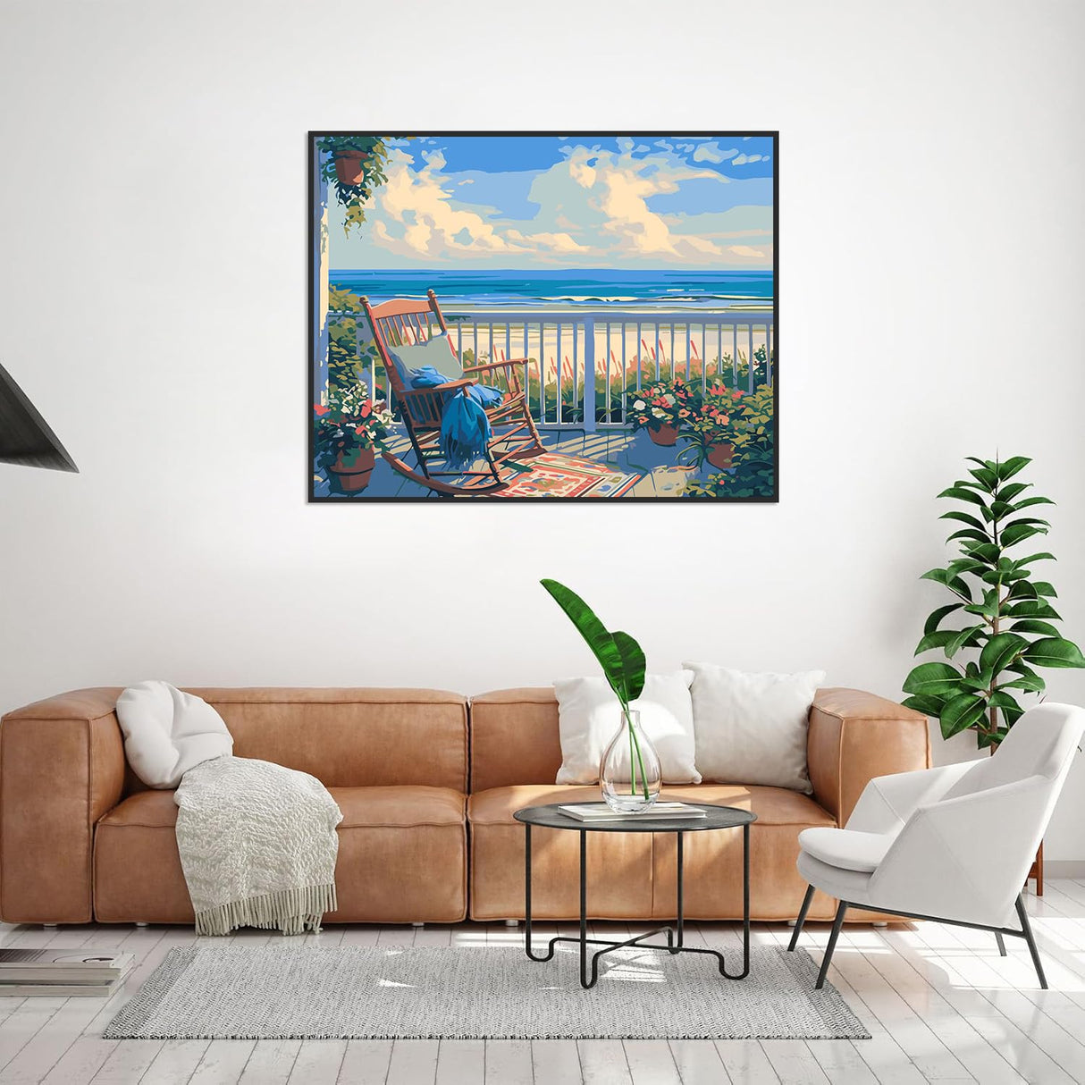 croshom Paint by Numbers Kit for Adults Beginner, Easy Paint by Numbers Kits for Adults, Suitable for Gifts and Home Wall Decor 16" x 20", Sea Landscape croshom