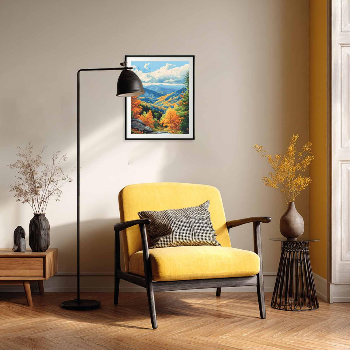 Smoky Mountains Paint by Number, Fall Mountains Paint by Numbers Kit for Adults, Great Smoky Mountain National Parks Canvas Wall Art, Blue Ridge Acrylic Painting, Home Decor (16x20inch, Unframed) Cawpom