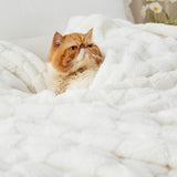 Bedsure White Throw Blanket for Couch - Super Soft Cozy Blankets for Bed, Cute Small Fleece Blanket for Girls and Women, 50x60 Inches Bedsure