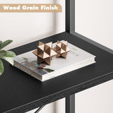 Klysiora 5 Tier Arched Bookcase Shelf Tall Bookcase with Storage Vertical Display Shelf Rack Modern Bookcase Wood and Metal Storage Shelving Unit for Bedroom, Living Room, Home Office, Black Klysiora