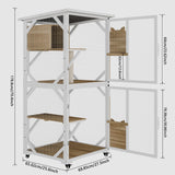 OFIKA Cat House Catio Outdoor Enclosure with Waterproof Roof,71'' cat House & Condos on Wheels for Outdoor Patio,Cat Window Box,Scratching Post（White） OFIKA