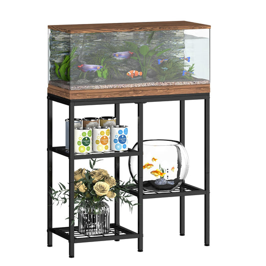 20 Gallon Aquarium Stand, Fish Tank Stand Metal, Adjustable Fish Tank Shelf, 3 Tier Reptile Terrarium Stand for Living Room, Aquarium Rack Stand for Fish Tank Accessories, 29.13" L x 12.2" W Tabletop