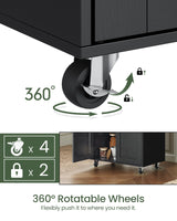 CHOEZON Kitchen Island Cart with Storage, Kitchen Island Table with Charging Station, Rolling Island Cart for Kitchen, 3 AC Outlets, Expandable Tabletop, Black and Rustic Brown MZD01UBFN1 CHOEZON