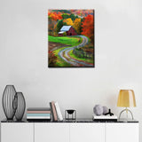 Autumn Mountain Forest Paint by Numbers Kits 16x20 inch Canvas Wooden House DIY Oil Painting for Kids, Adults Beginner America Bucolic Farm Artwork with Brushes, Girl Boy Landscape Gift(Frameless) Tucocoo