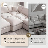 Siiejia Cloud Couch Modular Sectional Sofa Modern Oversized Couches with Ottoman 7 Seater L-Shaped Sofas Comfy Couches for Living Room Spacious Space Apartment Lounge, Cream Siiejia
